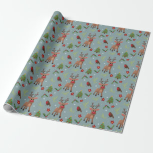 Kinder kerstfeestdag met rudolph Reindeer Pattern Cadeaupapier