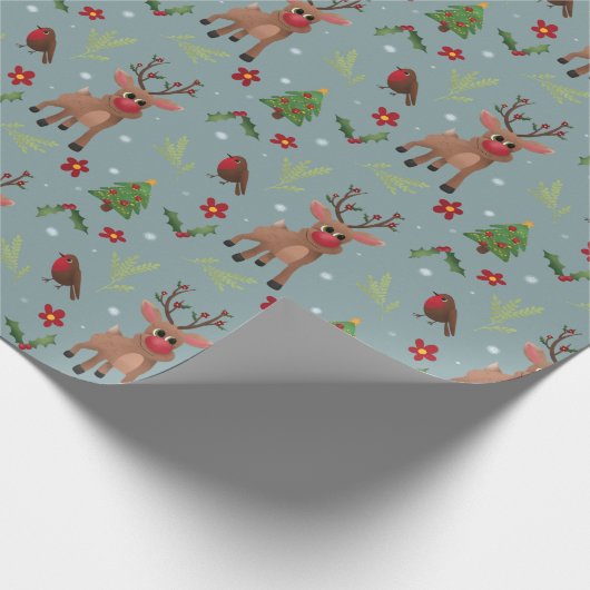 Kinder kerstfeestdag met rudolph Reindeer Pattern Cadeaupapier (Hoek)