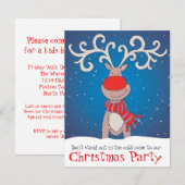 Kinder kerstfeestdag sneeuwrenrenrendieren kaart (Voorkant / Achterkant)