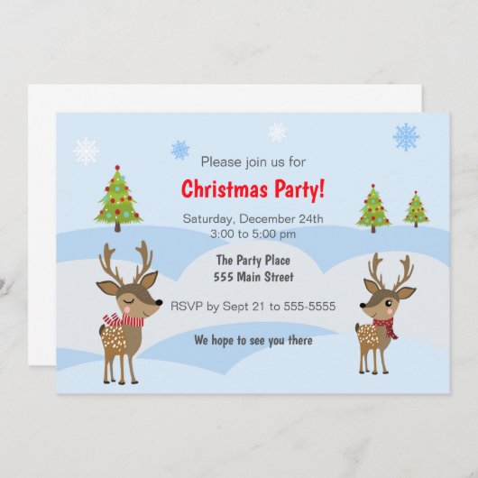 Kinder kerstfeestdag winterhert kaart (Voorkant / Achterkant)