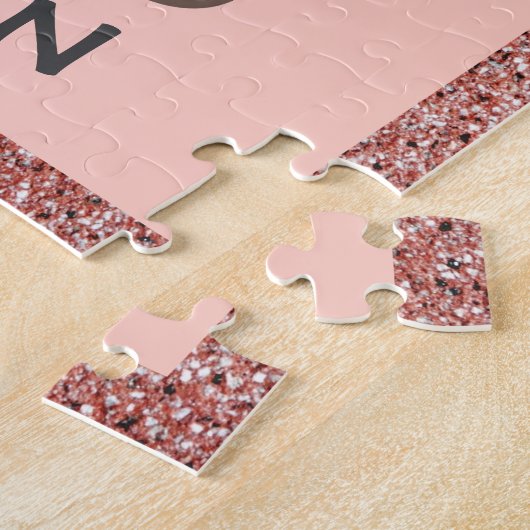 Kinder kerstfeestmaal ontbijt Roze Glitter-naam Legpuzzel (Zijkant)