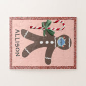 Kinder kerstfeestmaal ontbijt Roze Glitter-naam Legpuzzel (Horizontaal)