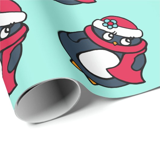 Kinder kerstfeestpinguïns — omslagpapier cadeaupapier (Rol Hoek)