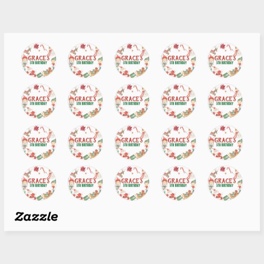 Kinder kerstfeestster ronde sticker (Vel)