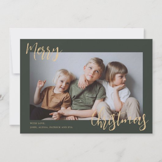 Kinder kerstfoto Merry Feestdagenkaart (Voorkant)