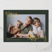 Kinder kerstfoto Merry Folie Feestdagenkaart (Voorkant)