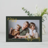 Kinder kerstfoto Merry Folie Feestdagenkaart (Staand Voorkant)