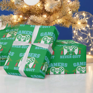 Kinder kerstgamers nooit stoppen met inpakpapier