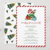 Kinder kerstjongen Elf Goodbye Letter Uitnodiging (Voorkant / Achterkant)