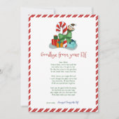 Kinder kerstjongen Elf Goodbye Letter Uitnodiging (Voorkant)