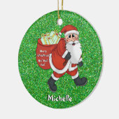 Kinder kerstkerstkerstAfbeelding: Groene Sparkle Keramisch Ornament (Links)