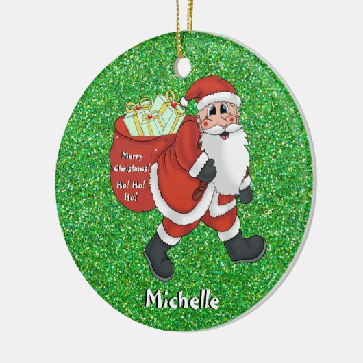 Kinder kerstkerstkerstAfbeelding: Groene Sparkle Keramisch Ornament (Links)