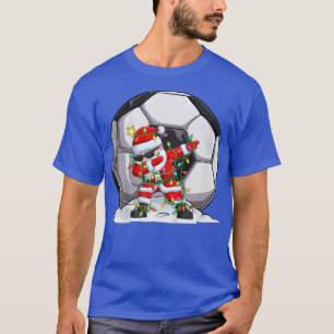 Kinder kerstkerstverlichting Voetbal Santa B T-shirt