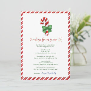 Kinder kerstkind Elf Goodbye Letter Kaart