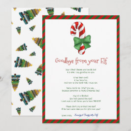 Kinder kerstkind Elf Goodbye Letter Kaart