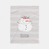 Kinder kerstklep Snowman en naam Fleece Deken (Voorkant)