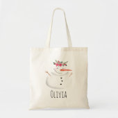 Kinder kerstklep Snowman en naam Tote Bag (Voorkant)