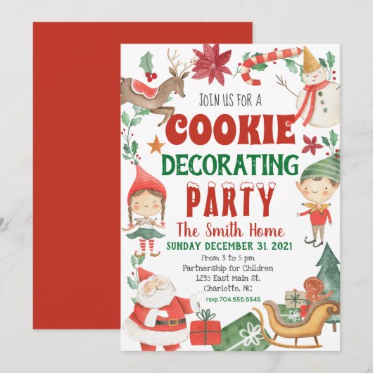 Kinder kerstkoekjes Decoratieve Partij Uitnodiging (Voorkant / Achterkant)