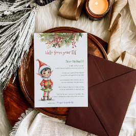 Kinder kerstman Elf Boy Hallo Letter Uitnodiging
