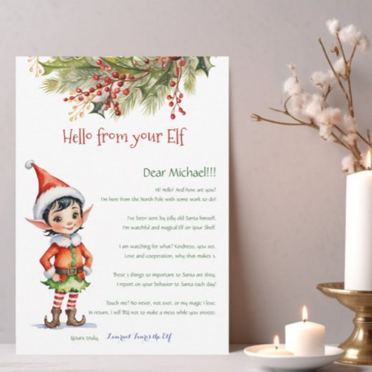 Kinder kerstman Elf Boy Hallo Letter Uitnodiging