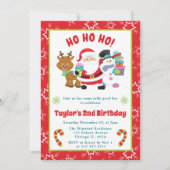 Kinder kerstman en vrienden kerstverjaardag kaart (Voorkant)