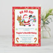 Kinder kerstman en vrienden kerstverjaardag kaart (Staand voorkant)