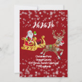 Kinder kerstman feest rendieren sneeuwvlok rood kaart (Voorkant)
