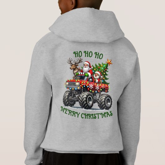 Kinder kerstman in een vrachtwagen (Achterkant)