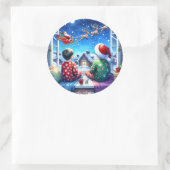 Kinder Kerstman kijken op kerstavond Ronde Sticker (Tas)
