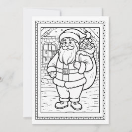 Kinder Kerstman Kleuren Kerst Flat Note Kaart