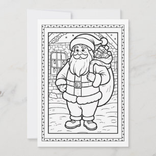 Kinder Kerstman Kleuren Kerst Flat Note Kaart