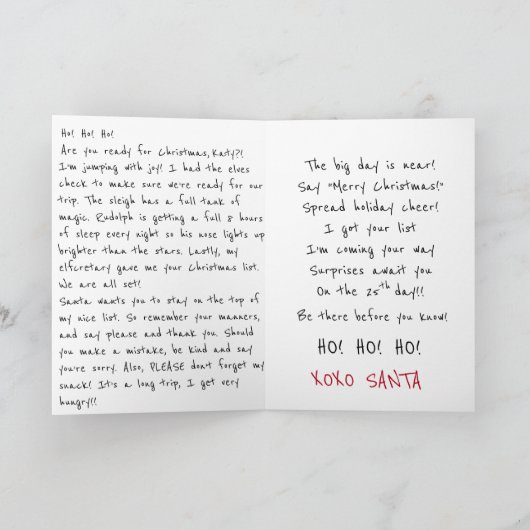 Kinder Kerstman Leuke Kerst Kaart Bericht en Gedic (Binnen)