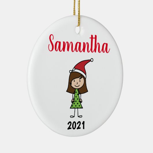 kinder kerstman op maat keramisch ornament (Rechts)