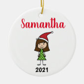 kinder kerstman op maat keramisch ornament (Voorkant)