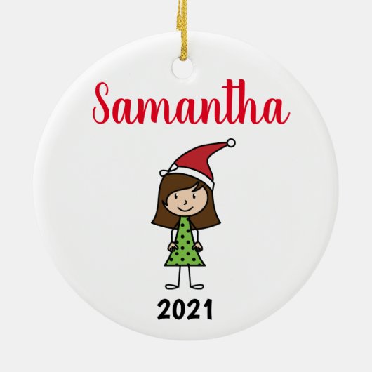 kinder kerstman op maat keramisch ornament (Achterkant)