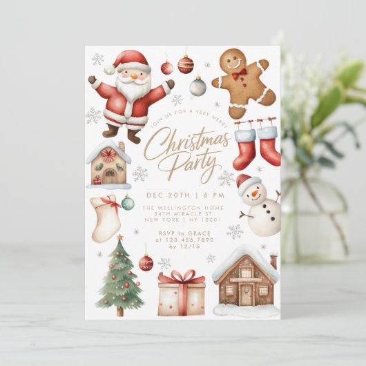 Kinder kerstman Schattige kerstfeest Kaart (Staand voorkant)