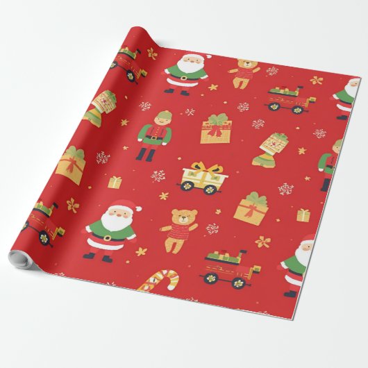 Kinder Kerstman & Speelgoed 30 in door 45ft Cadeaupapier (Uitgerold)