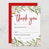 Kinder Kerstmis bedankkaarten Bedankkaart (Voorkant / Achterkant)