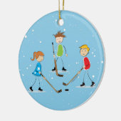 Kinder kerstmis met Pond Hockey Keramisch Ornament (Links)