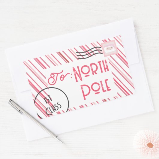 Kinder kerstmis Noordpool Rechthoekige Sticker (Envelop)