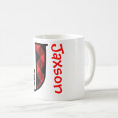 Kinder kerstMok Gepersonaliseerde rendierMok J Koffiemok (Voorkant rechts)