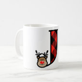 Kinder kerstMok Gepersonaliseerde rendierMok J Koffiemok (Voorkant links)
