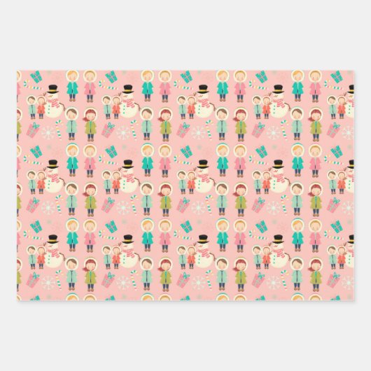 Kinder kerstpapier inpakpapier vel (Voorkant 3)