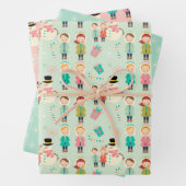 Kinder kerstpapier inpakpapier vel (In situ)