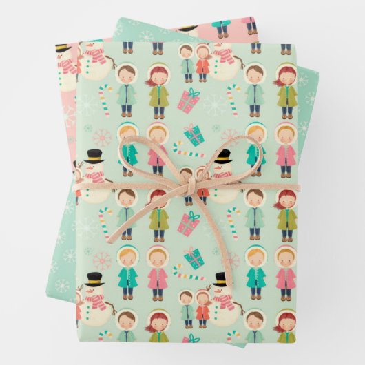 Kinder kerstpapier inpakpapier vel (In situ)