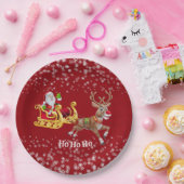 Kinder kerstrenrenrennier Snowflake Red Papieren Bordje (Feest)