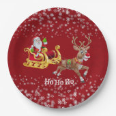 Kinder kerstrenrenrennier Snowflake Red Papieren Bordje (Voorkant)