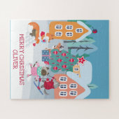 Kinder kerstscène met Woodland Animals Legpuzzel (Horizontaal)