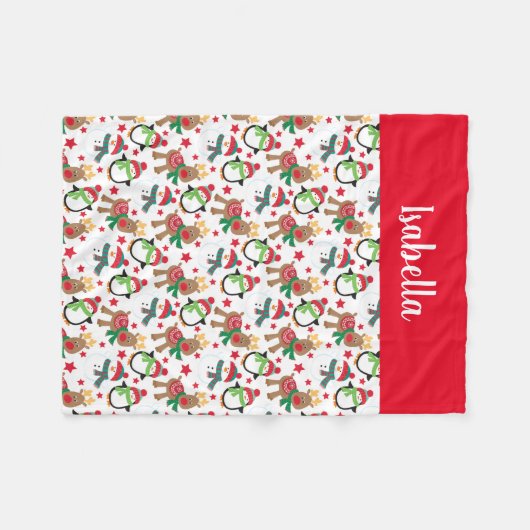 Kinder kerstsnowman Reindeer gepersonaliseerd Fleece Deken (Voorkant (Horizontaal))