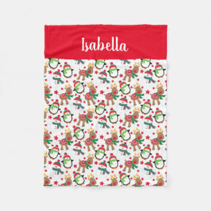 Kinder kerstsnowman Reindeer gepersonaliseerd Fleece Deken